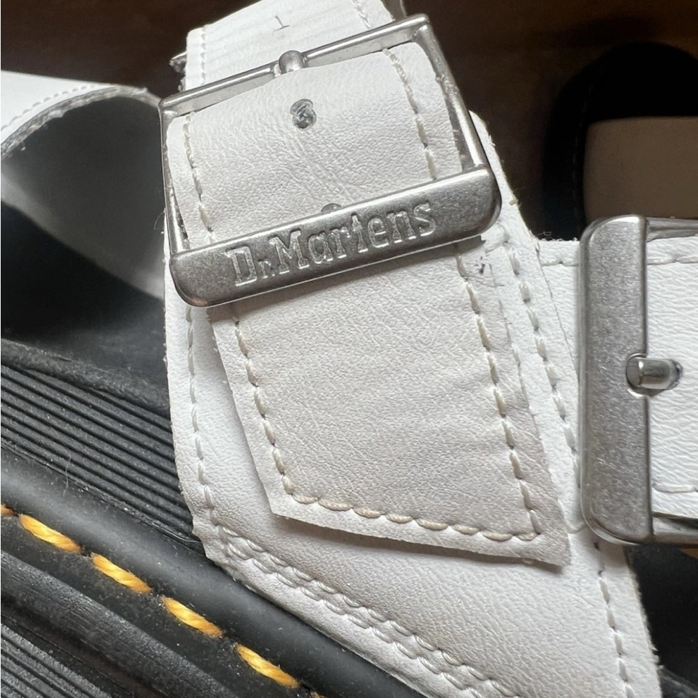 Dr Doc Martens Voss Quad Platform Sandals Womens 6 White Black Leather Shoes - Picture 6 of 9